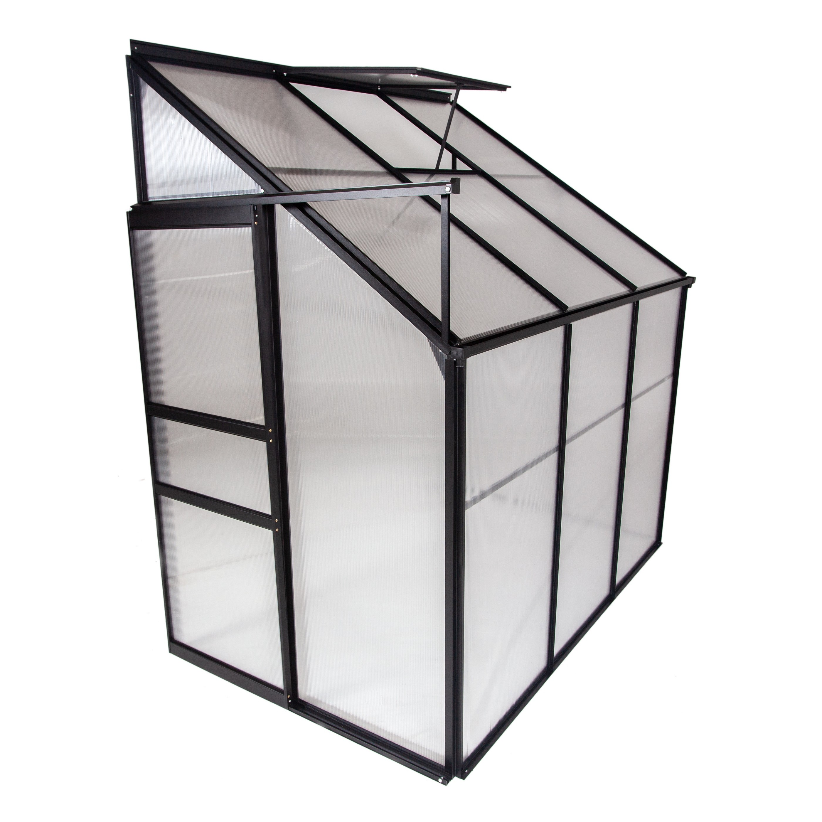 Ogrow 4x6 Ft. Walk In Lean-To Greenhouse - Large Aluminium Lawn & Garden Grow House - 25 Sq. Ft / 2.32 Mq - Clear
