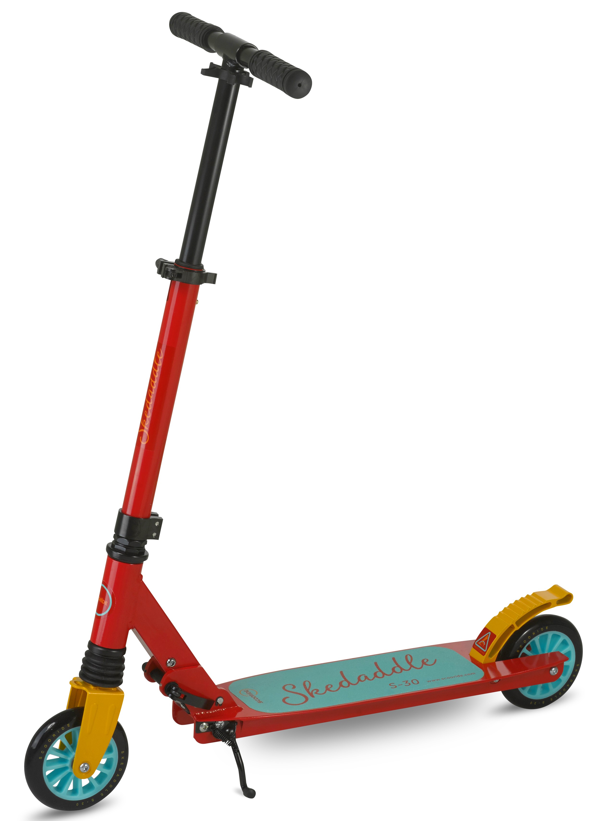 Scooride Skedaddle S-30 Kids Folding Kick Scooter | Foldable & Portable Stunt Push Scooter for Boys and Girls - Red