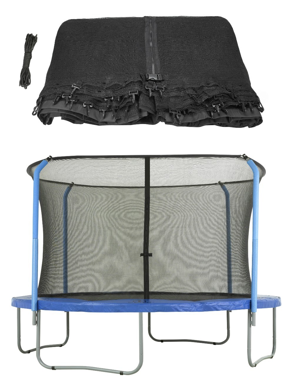 Trampoline Replacement Enclosure Safety Net for 10 ft. Round Frames using 4 Curved Poles and Top Ring - Net Only