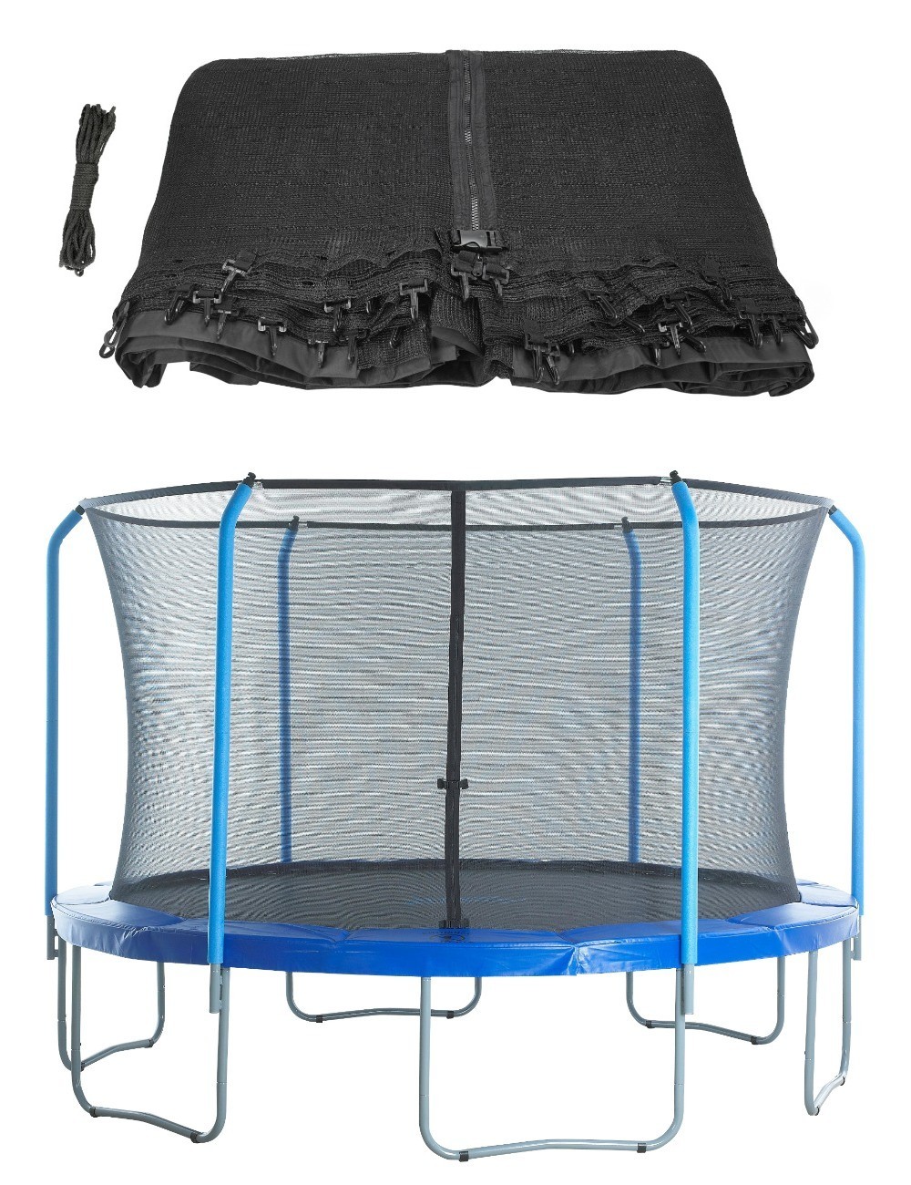 Trampoline Replacement Enclosure Safety Net for 11 ft. Round Frames using 6 Curved Poles and Top Ring - Net Only