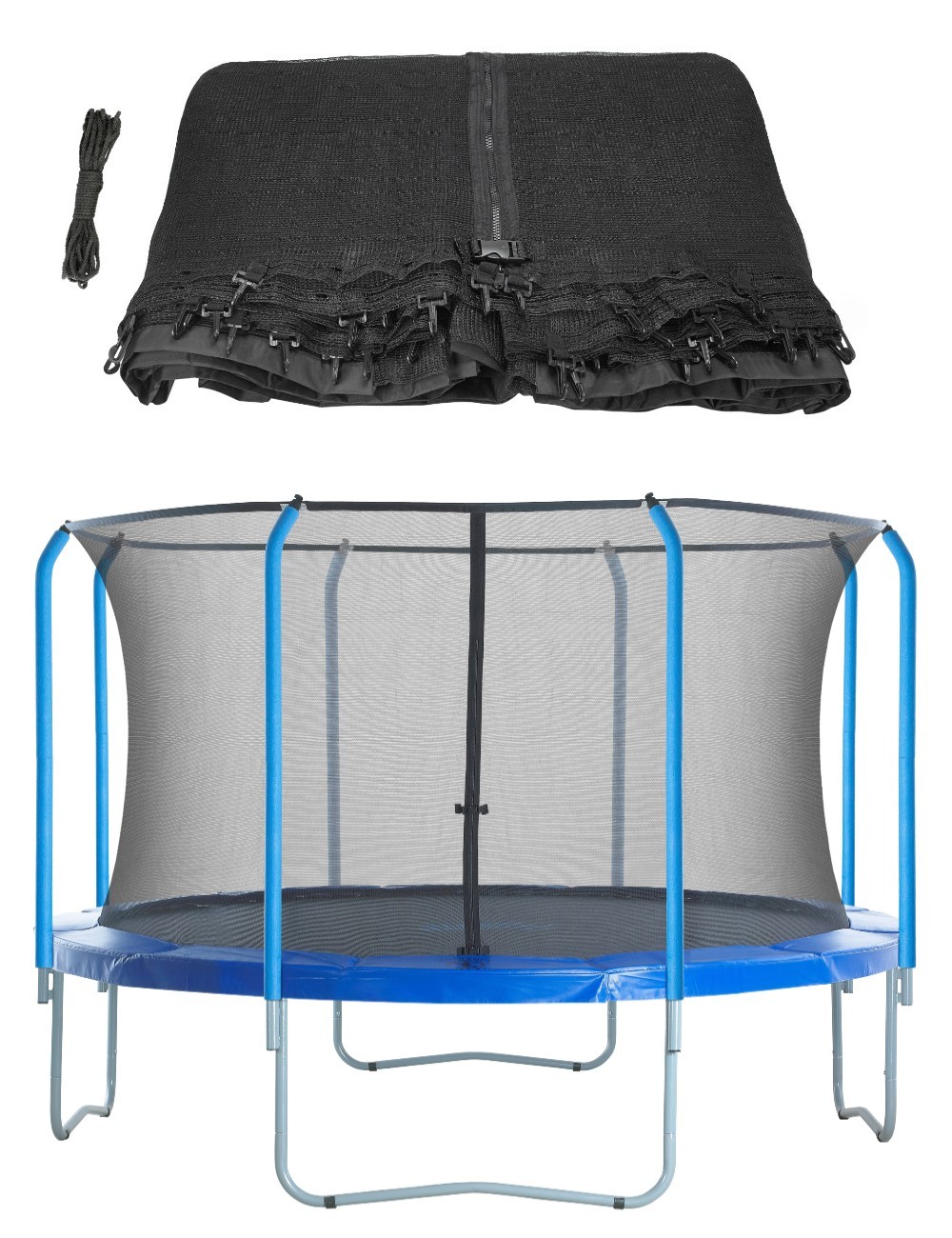 Trampoline Replacement Enclosure Safety Net for 14 ft. Round Frames using 8 Bent Poles and Top Ring - Net Only