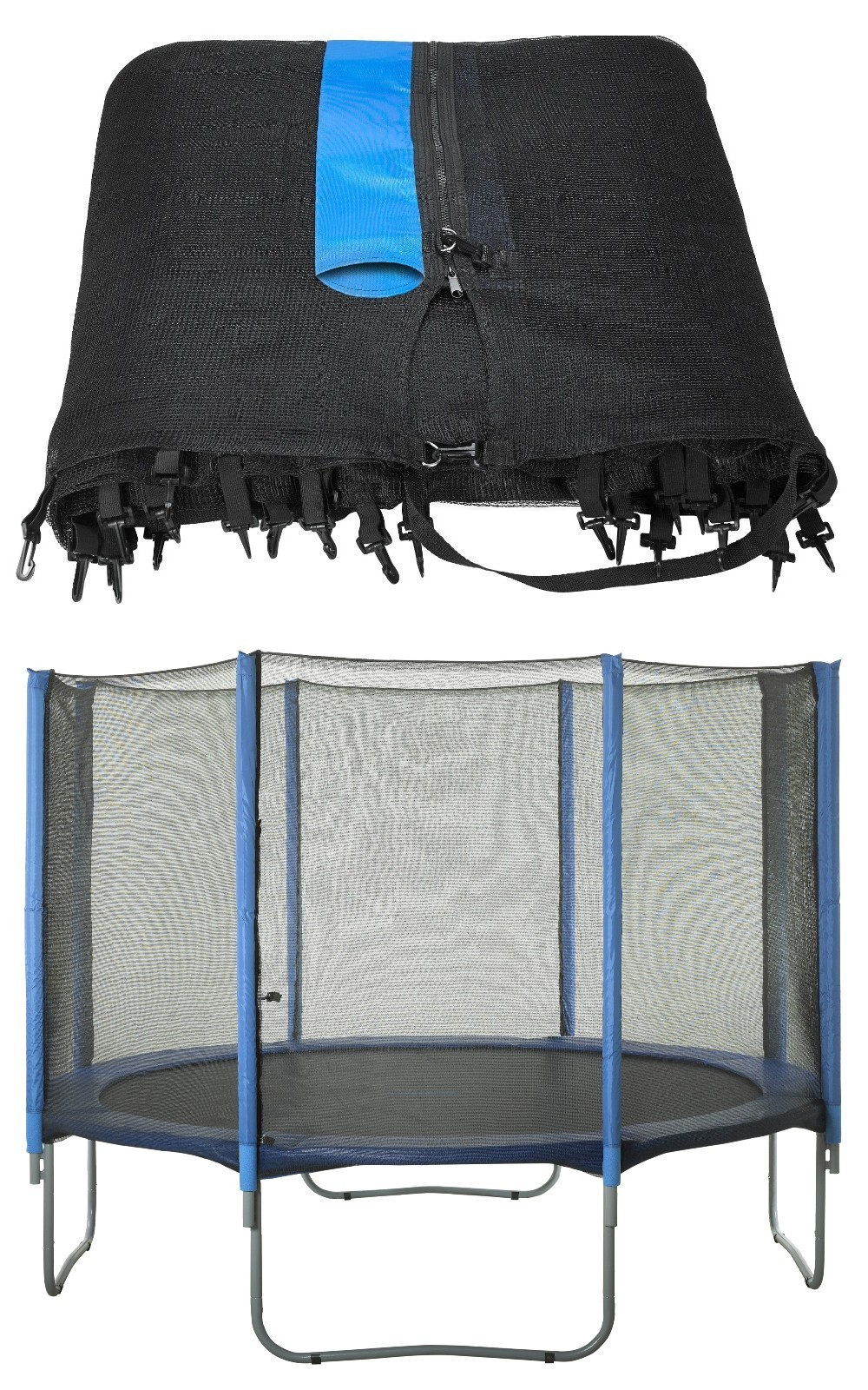 Trampoline Replacement Enclosure Safety Net, fits for 10 FT. Round Frames using 8 Straight Poles - Net Only
