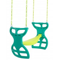 Swingan - Glider Swing Seat - Two Kids Seater | Playground Sets & Accessories for Children - Green & Yellow